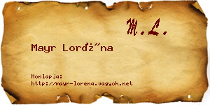 Mayr Loréna névjegykártya